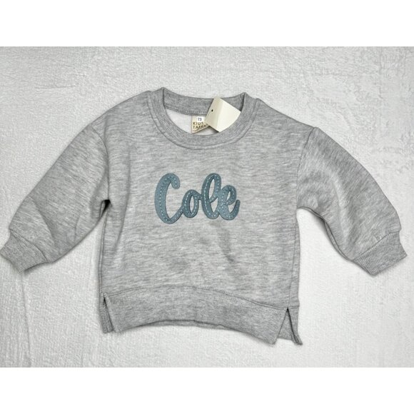 NWT Kids Children’s Sweatshirt Gray 18-24mo (73)  Appliqué “Cole” Blue - Picture 1 of 7